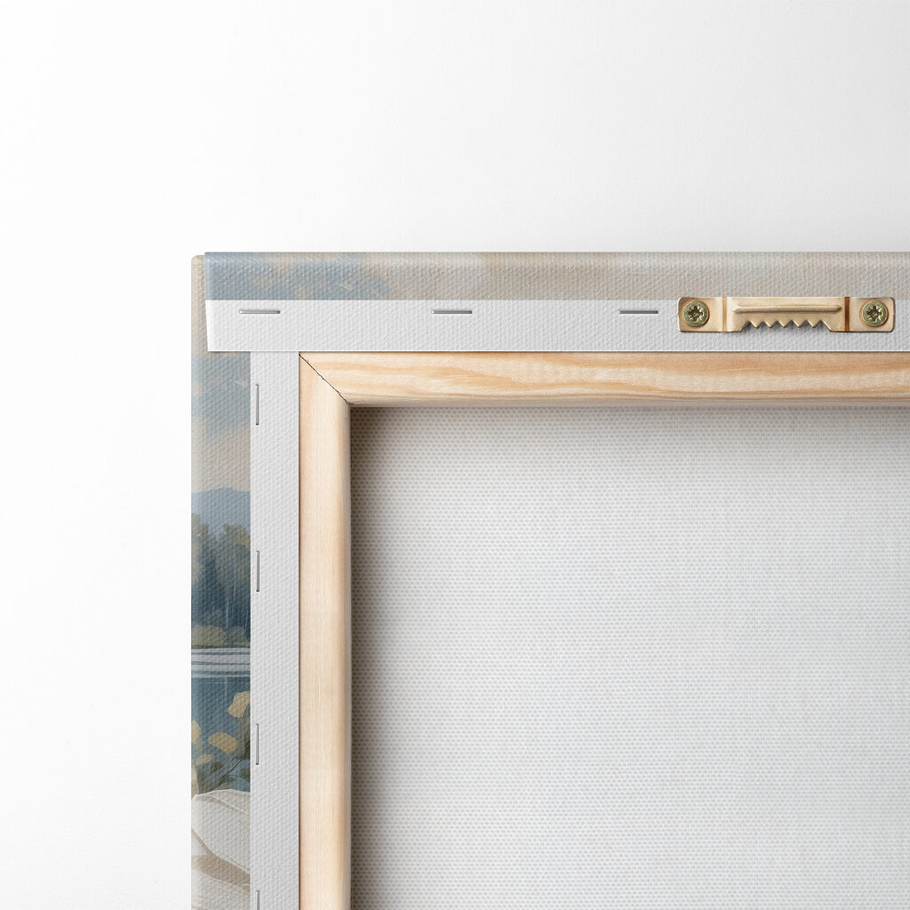 Roomwitte bloemen langs water — achterkant