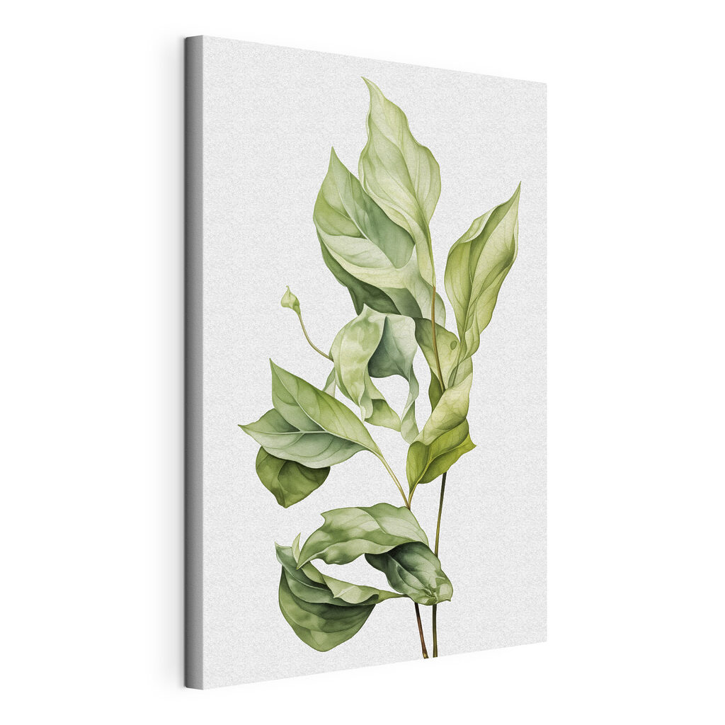 Groene bladeren met nerven, gespannen canvas met doorlopende rand