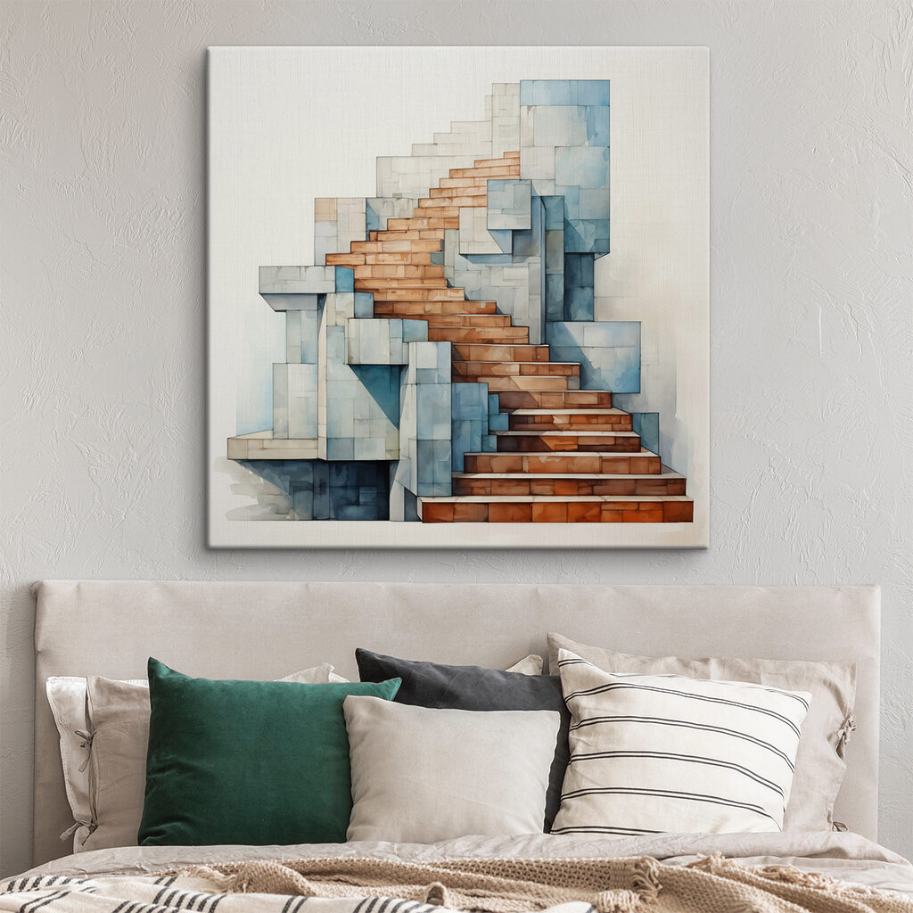 Trap tussen grijsblauwe vormen — interieur 2