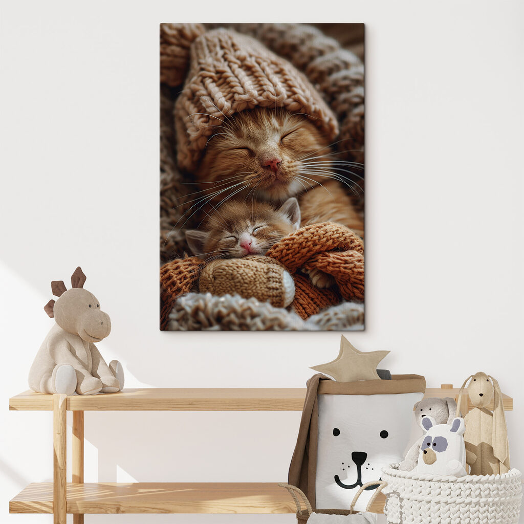 Twee katjes in winterbreiwerk — interieur 1
