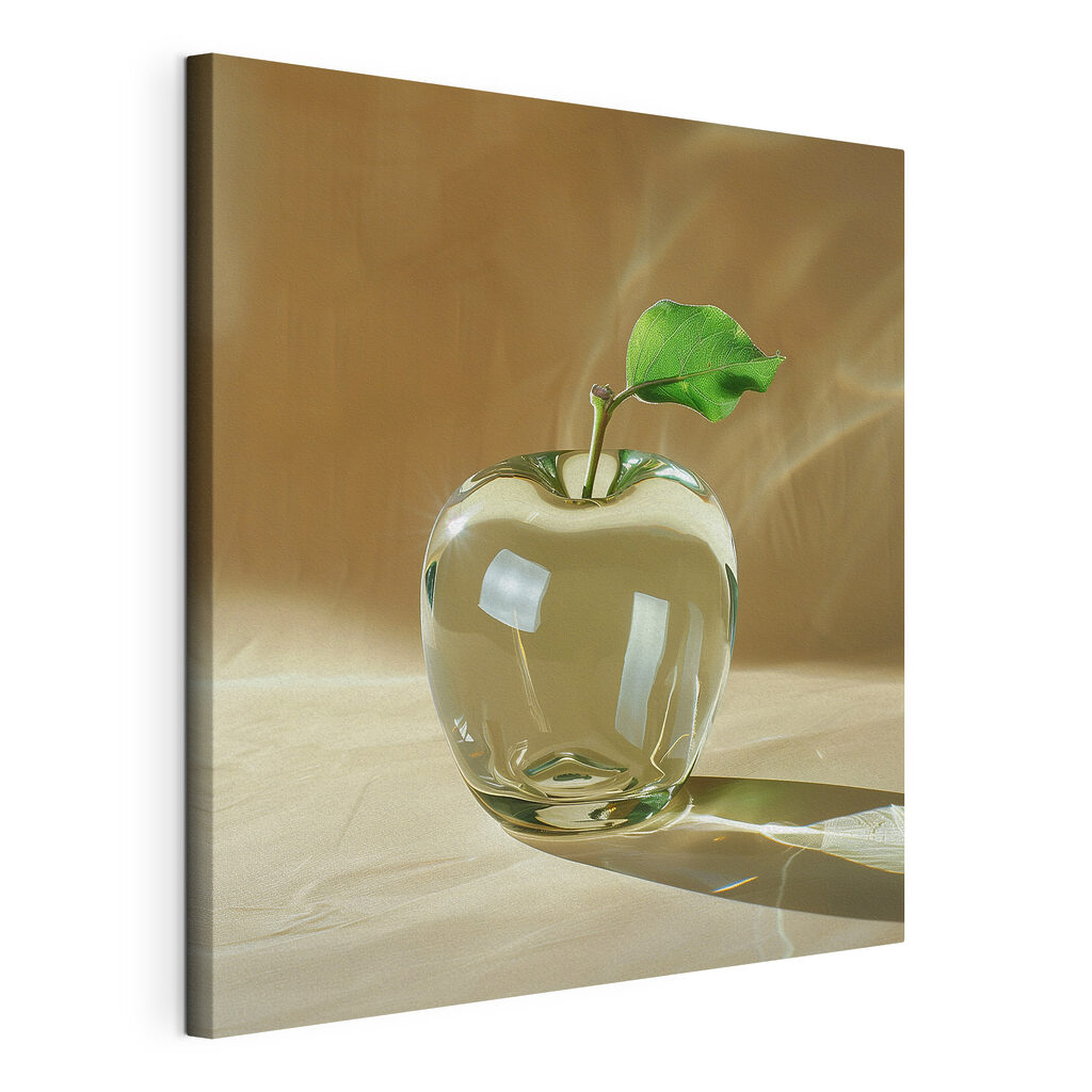 Een appel in honinglicht, gespannen canvas met doorlopende rand