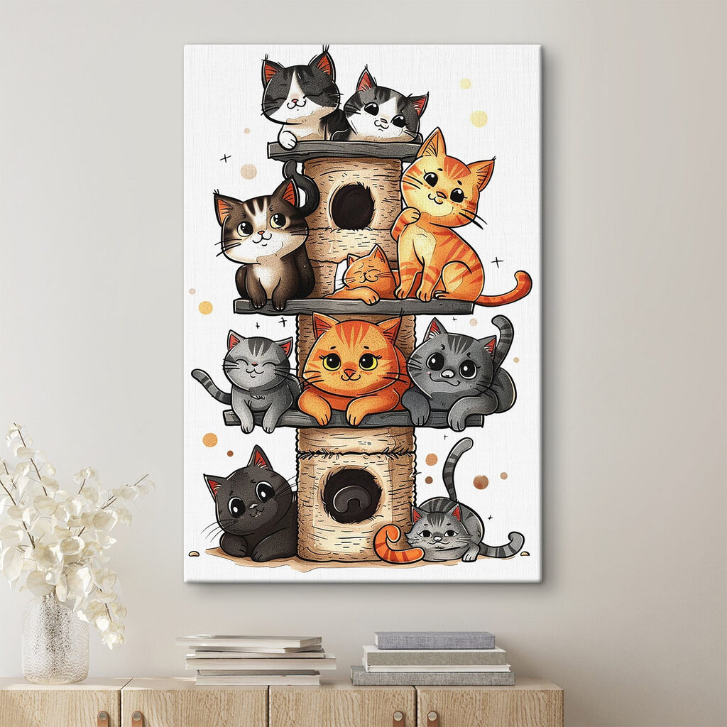 Groep katten op een toren — interieur 3