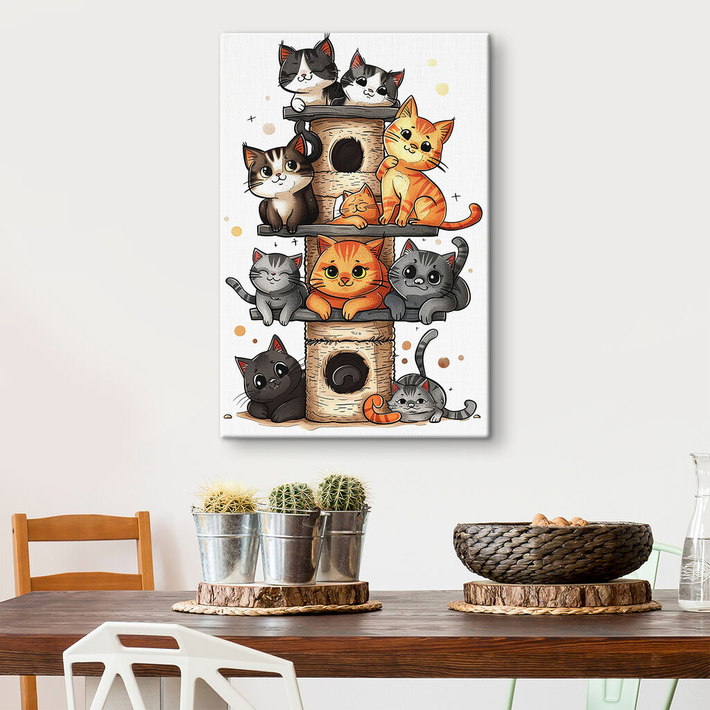 Groep katten op een toren — interieur 1