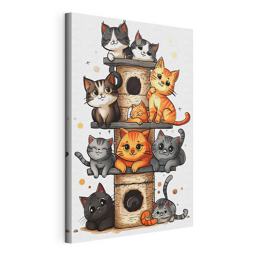 Groep katten op een toren — productweergave