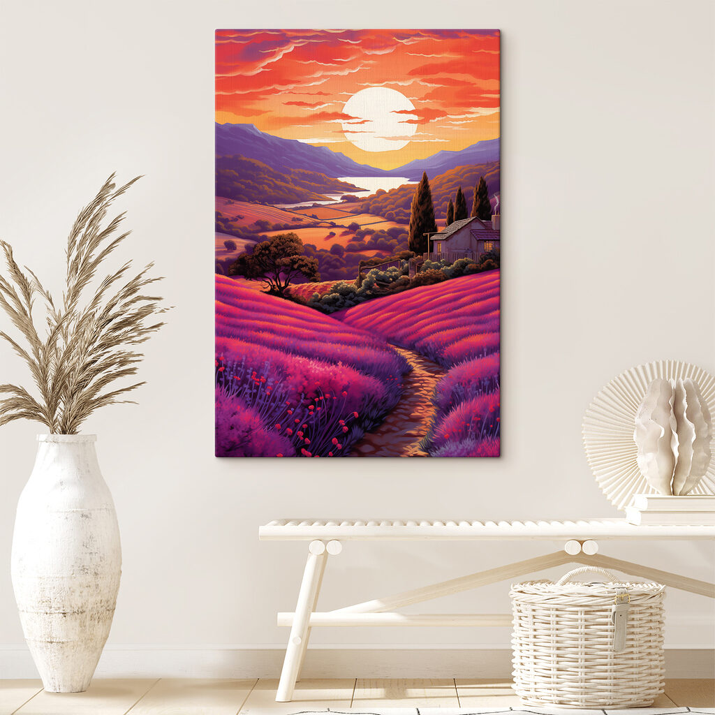 Paarse heuvels onder avondzon — interieur 2