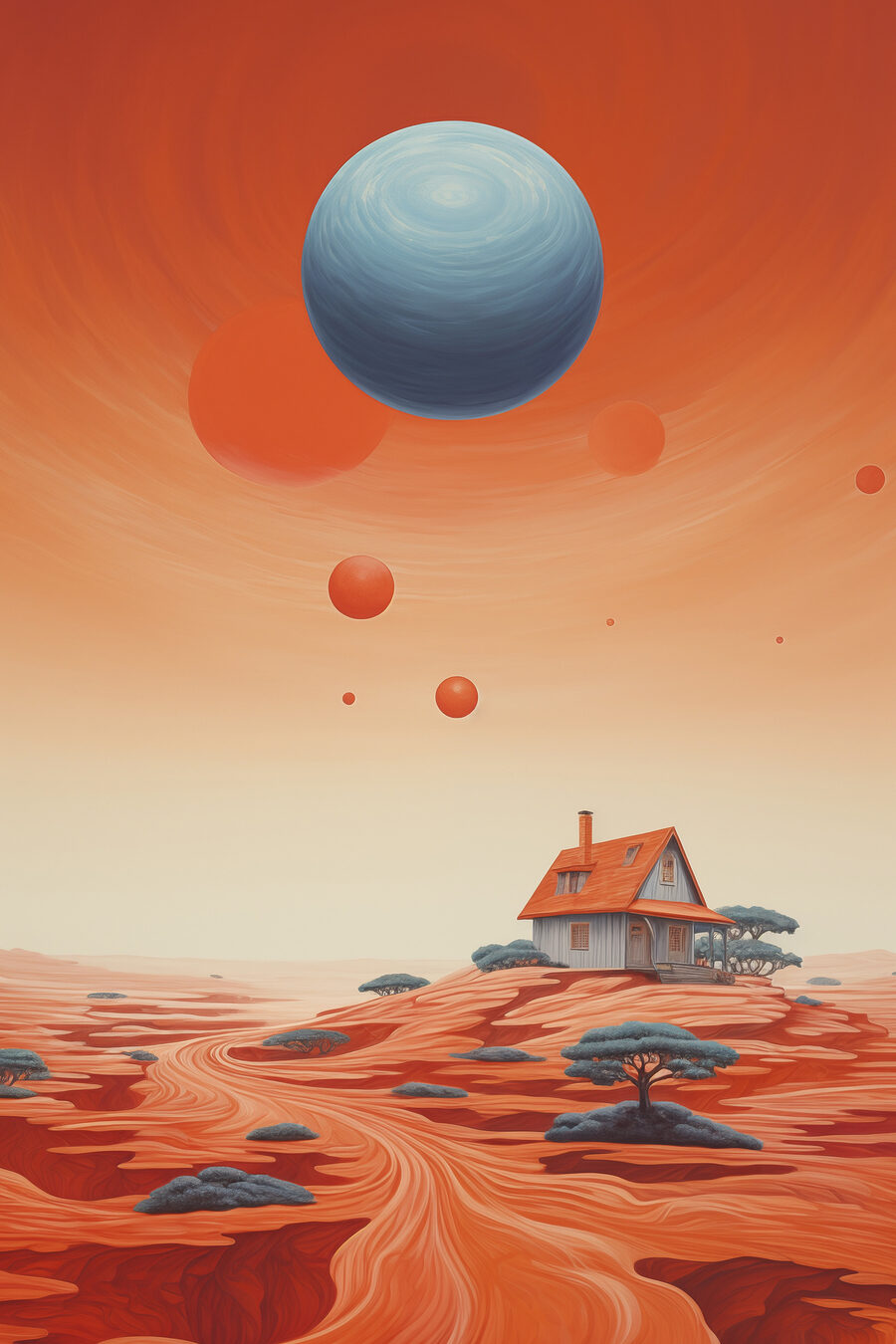 Huis onder zwevende planeten — volledig ontwerp