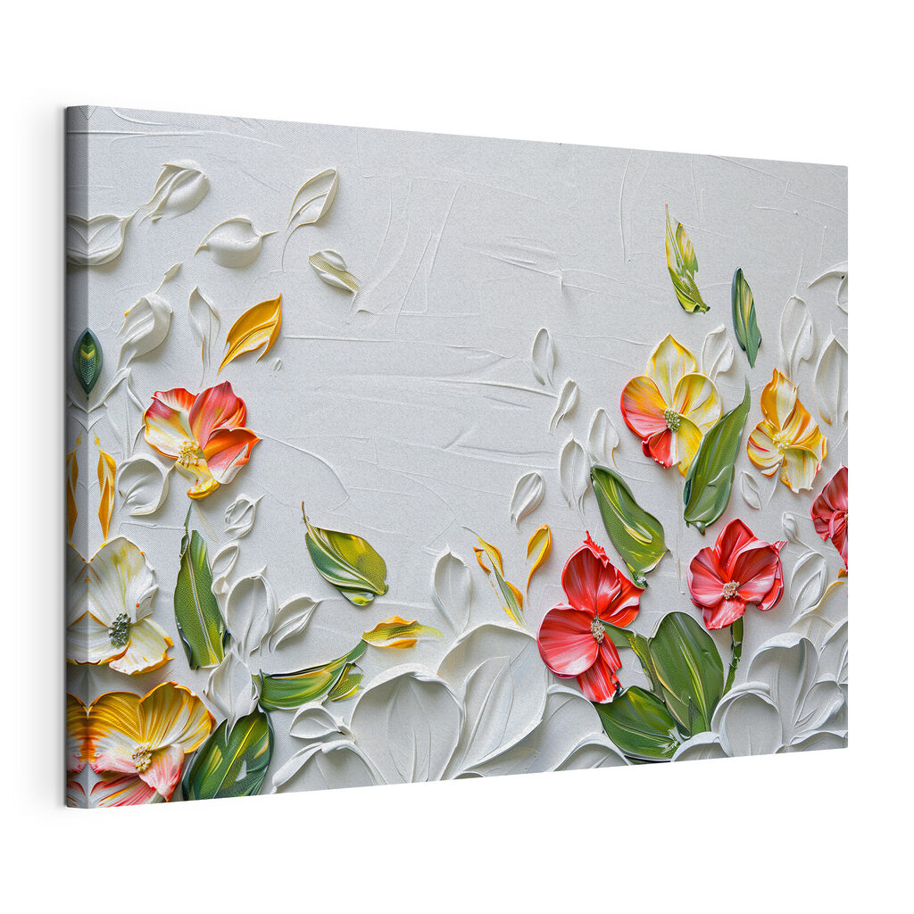 Bloemenranden rond wit, gespannen canvas met doorlopende rand