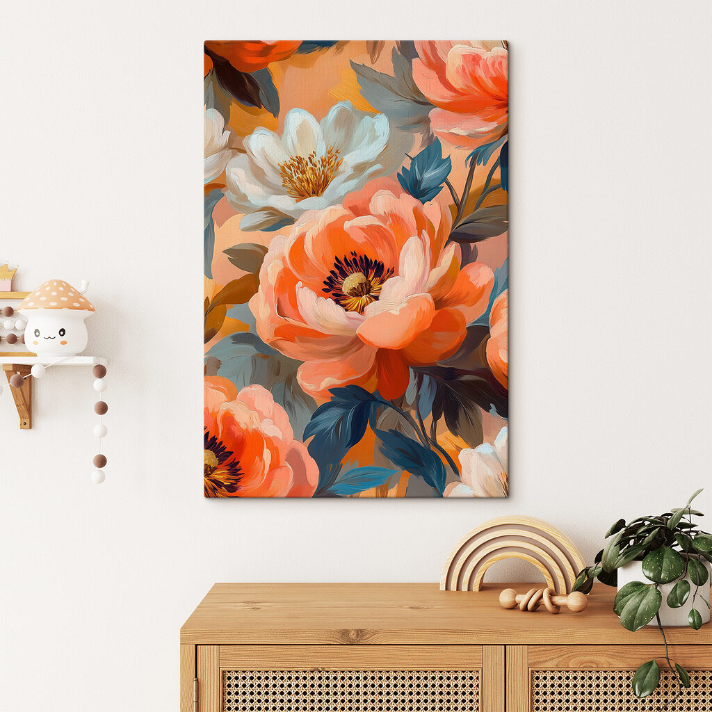 Oranje bloei naast roomwit — interieur 2