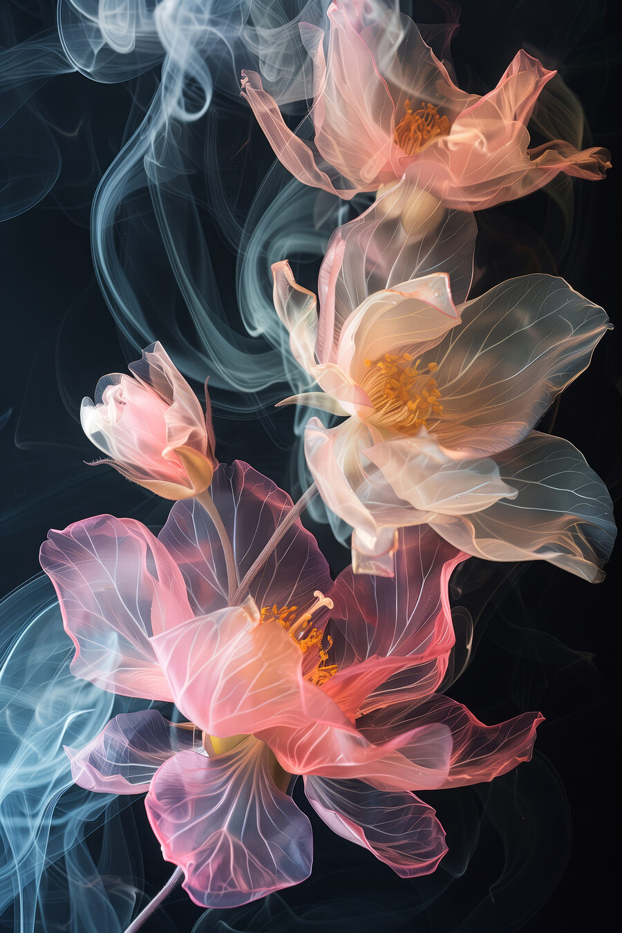 Bloemen van gekleurde rook — volledig ontwerp