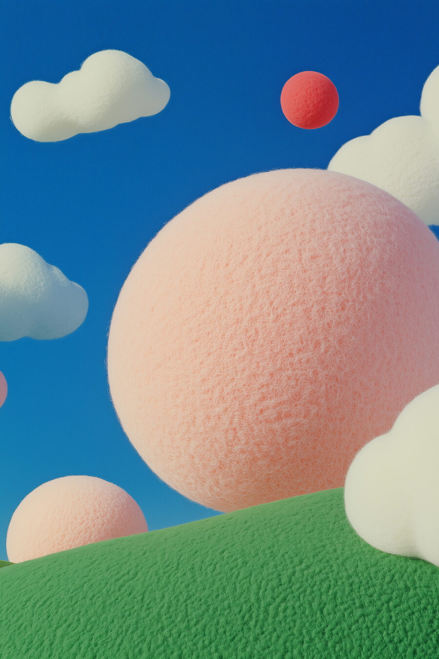 Roze bollen boven groen — volledig ontwerp
