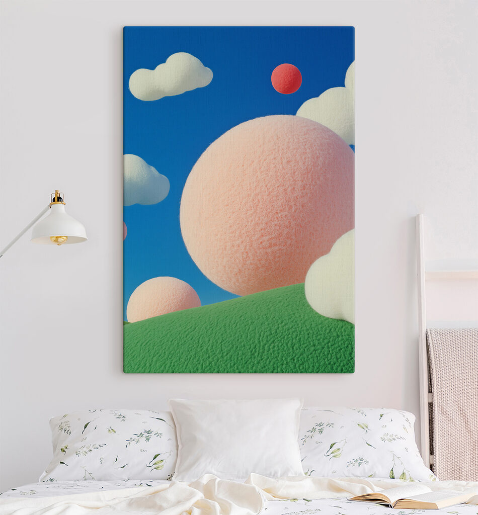 Roze bollen boven groen — interieur 1