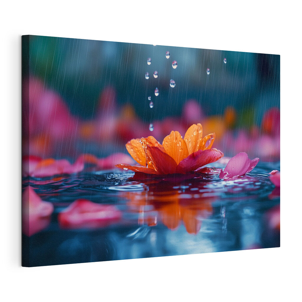 Een waterbloem vangt regen — productweergave