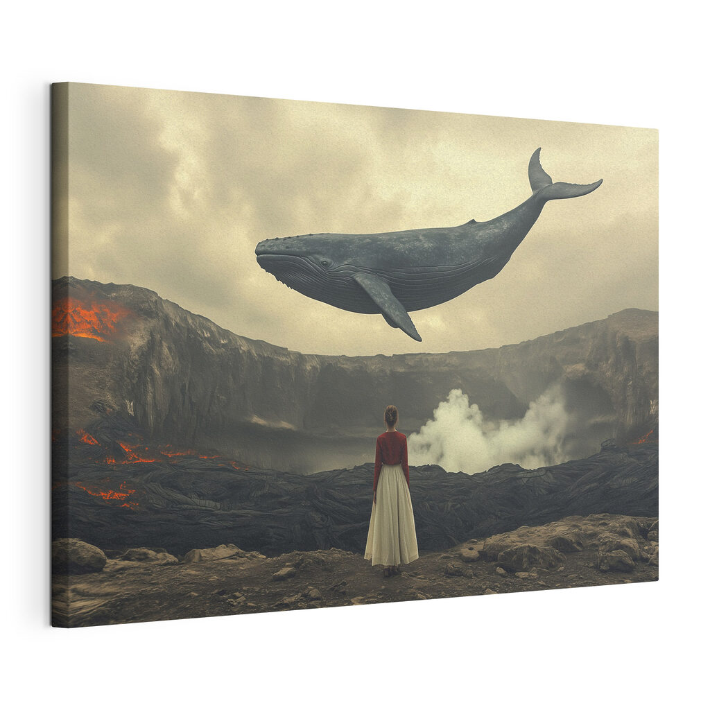 Walvis boven stille bergen — productweergave