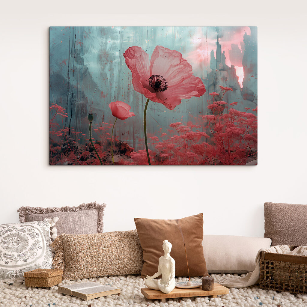 Roze klaproos, blauwe nevel — interieur 2