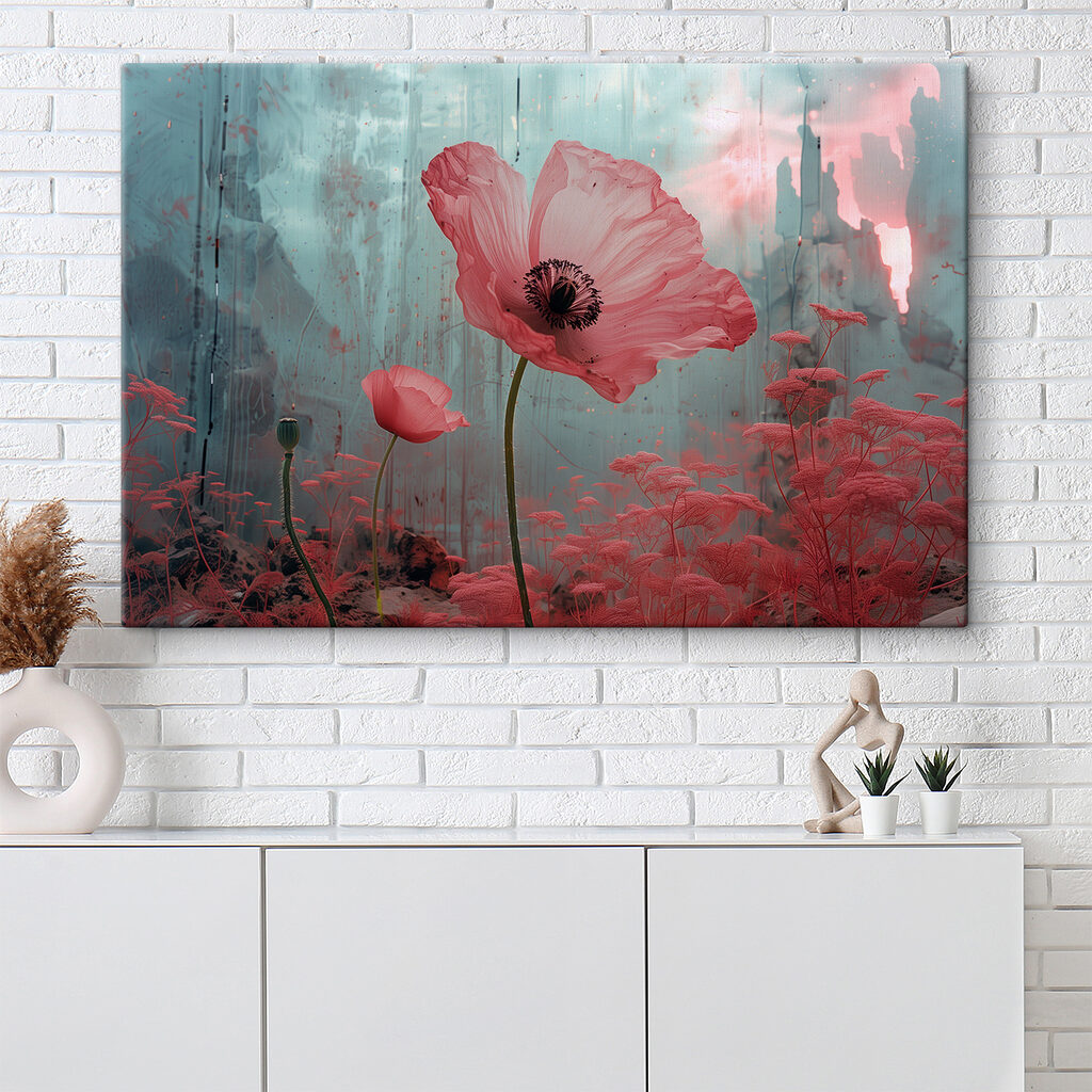 Roze klaproos, blauwe nevel — interieur 3