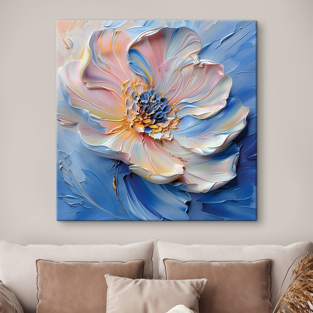 Pastelbloem op hemelsblauwe verf — interieur 3