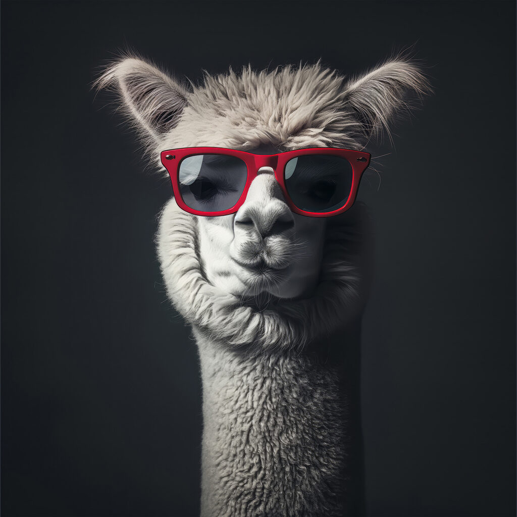 Lama met rode bril — volledig ontwerp