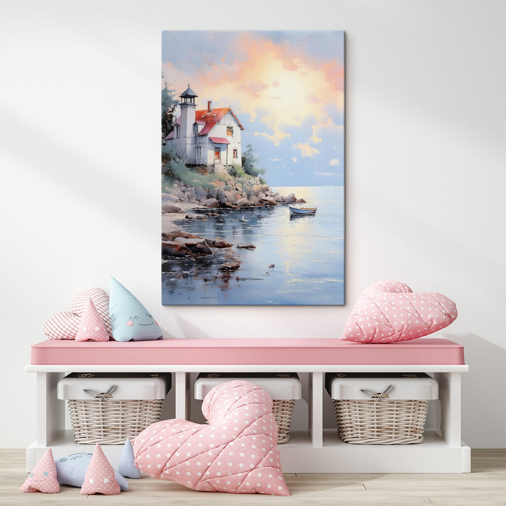 Kusthuis in het avondlicht — interieur 2