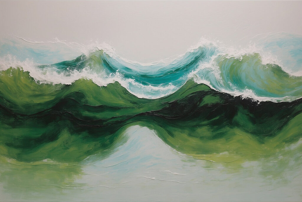 Groene golven met schuim — volledig ontwerp
