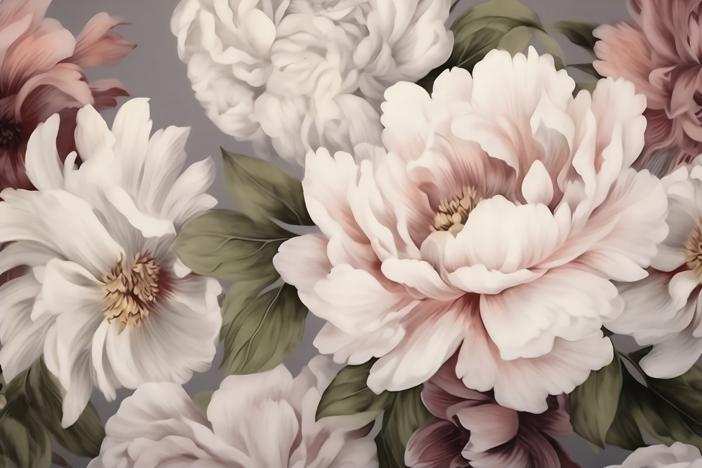 Roomroze bloemen dicht bijeen — volledig ontwerp