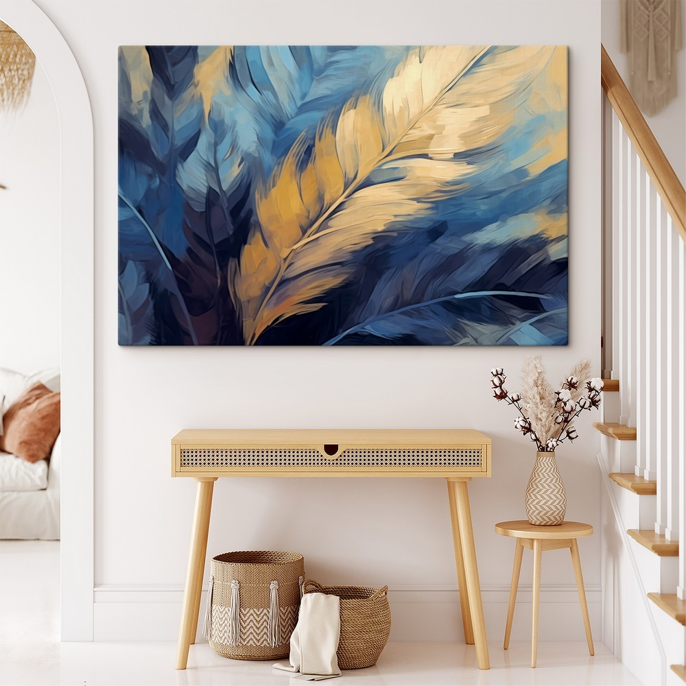 Gouden veer op diepblauw — interieur 1