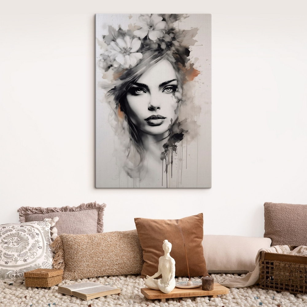 Bloemen boven getekende ogen — interieur 2