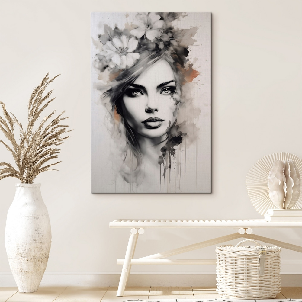 Bloemen boven getekende ogen — interieur 1