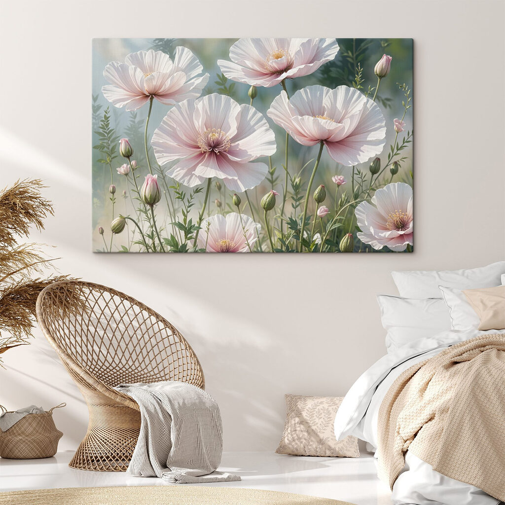 Roze kelken in grijsgroen — interieur 2