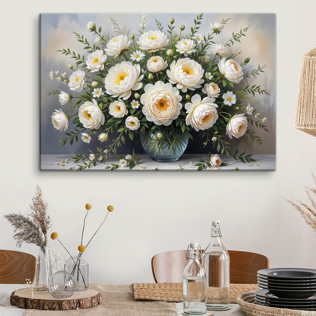 Witte rozen in vaas — interieur 2
