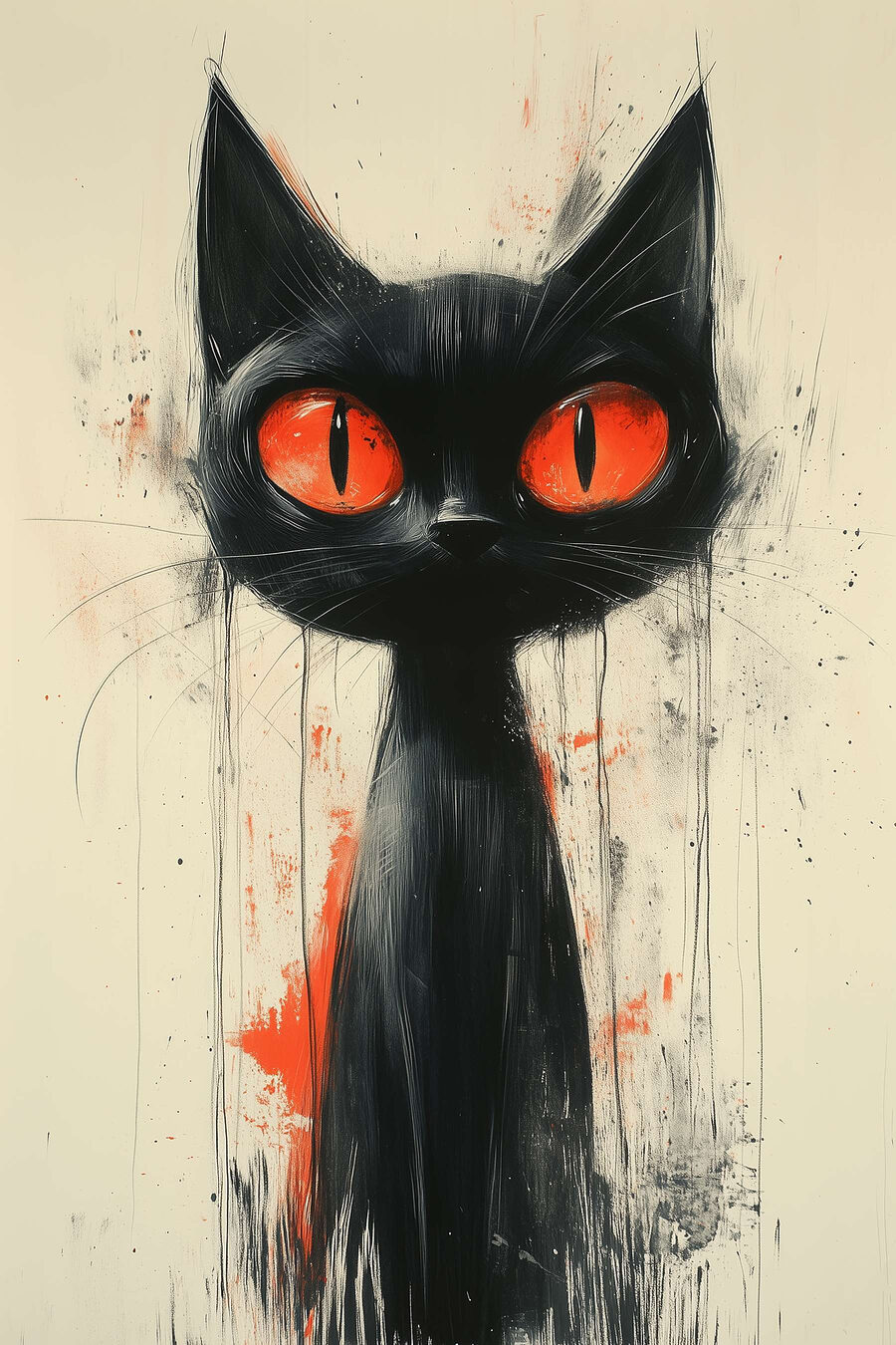 Zwarte kat, rode ogen — volledig ontwerp