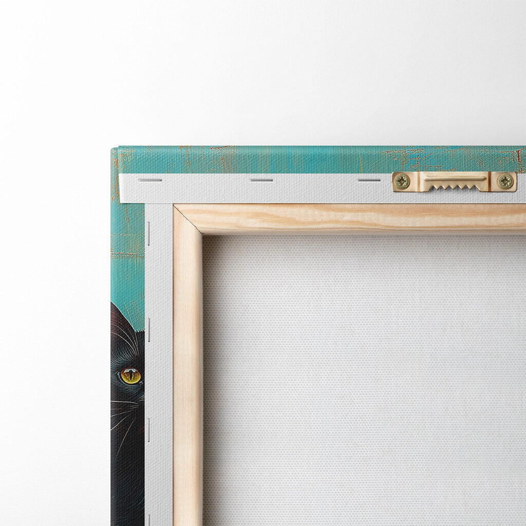 Drie katten boven kleurbanen — achterkant