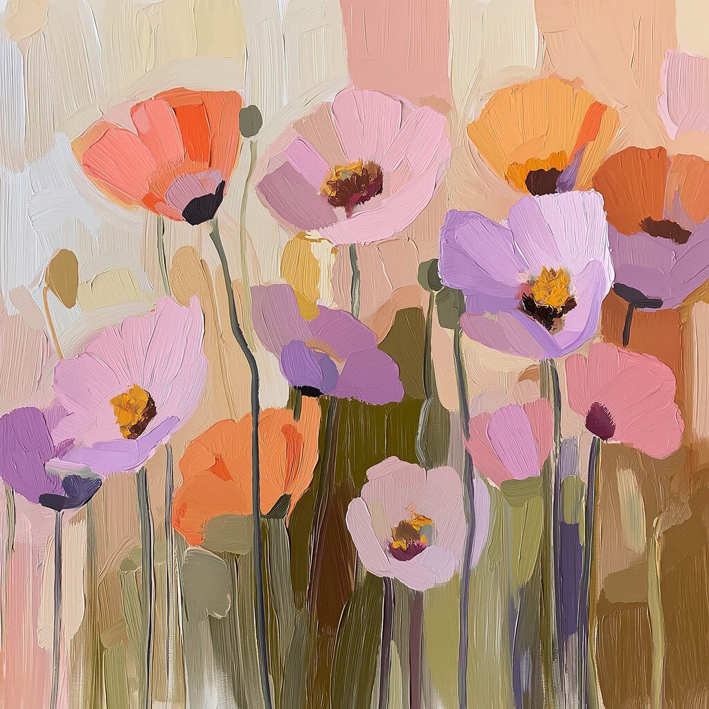 Bloemen in kleine kleurvlakken — volledig ontwerp
