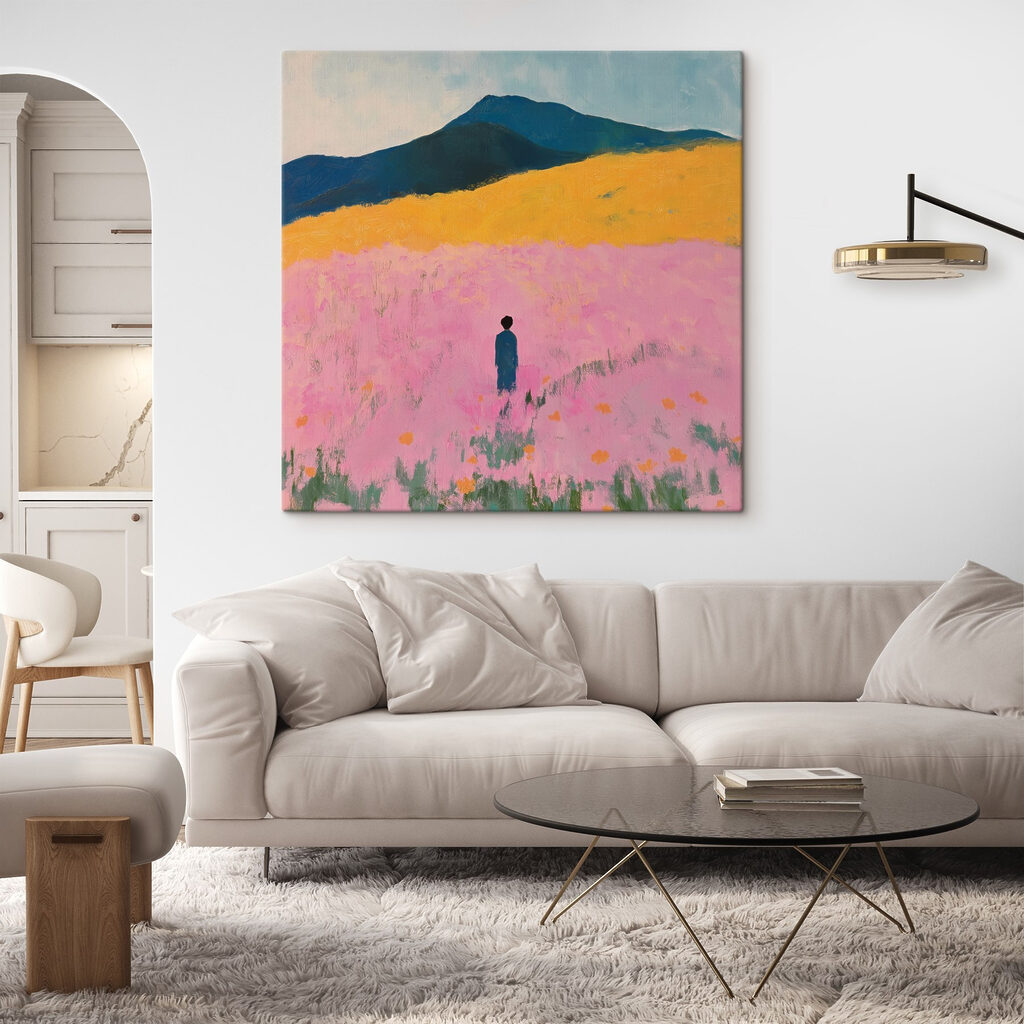 Alleen in roze veld — interieur 4