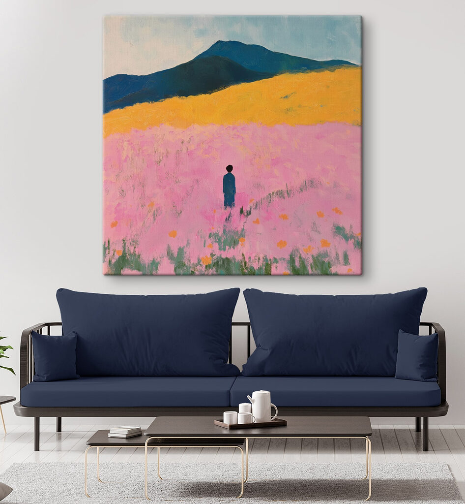 Alleen in roze veld — interieur 3