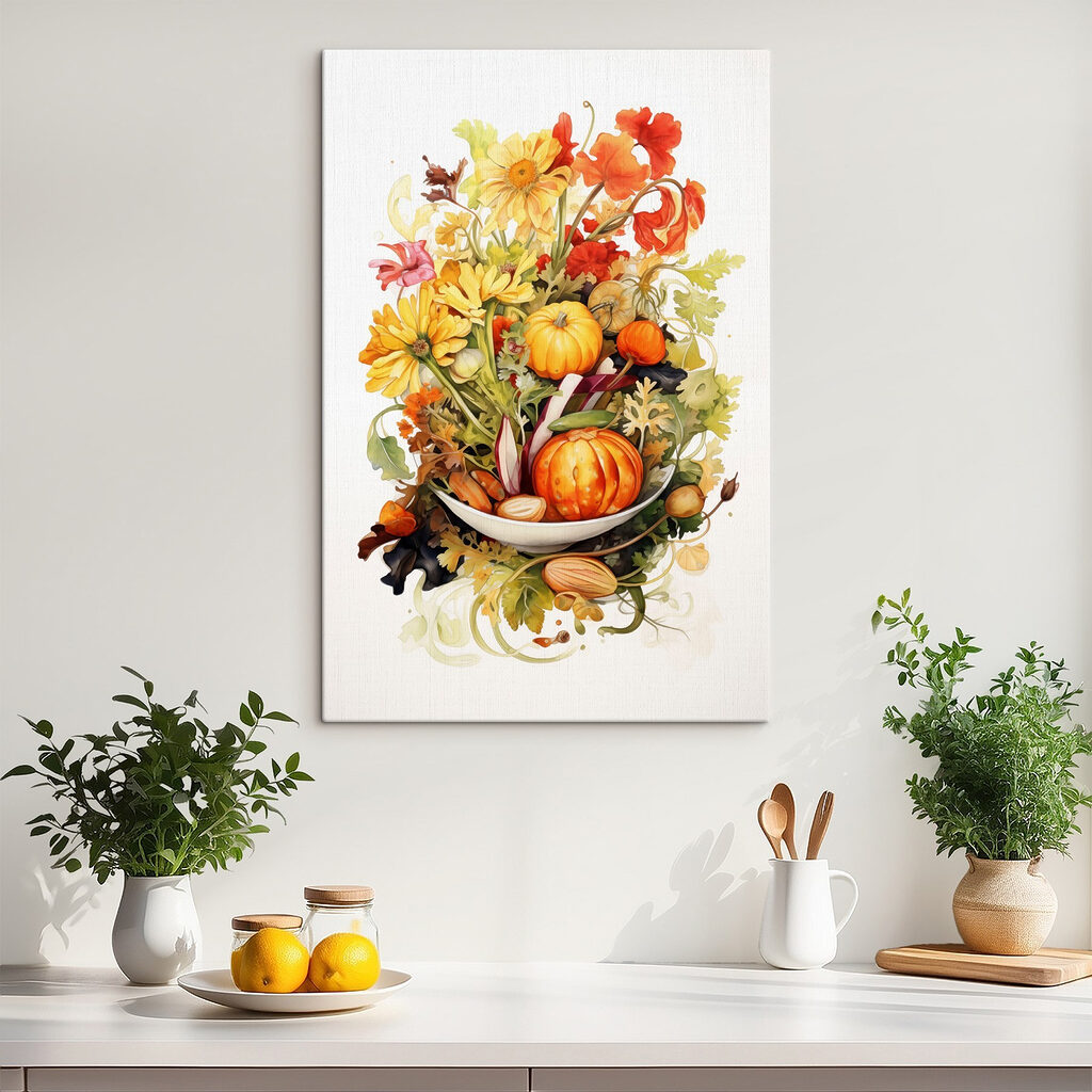 Groenteboeket in warme aquarel — interieur 1