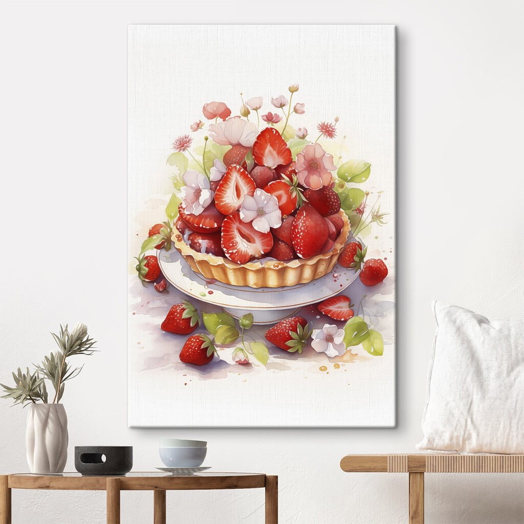 Aardbeientaart tussen roze bloesem — interieur 2