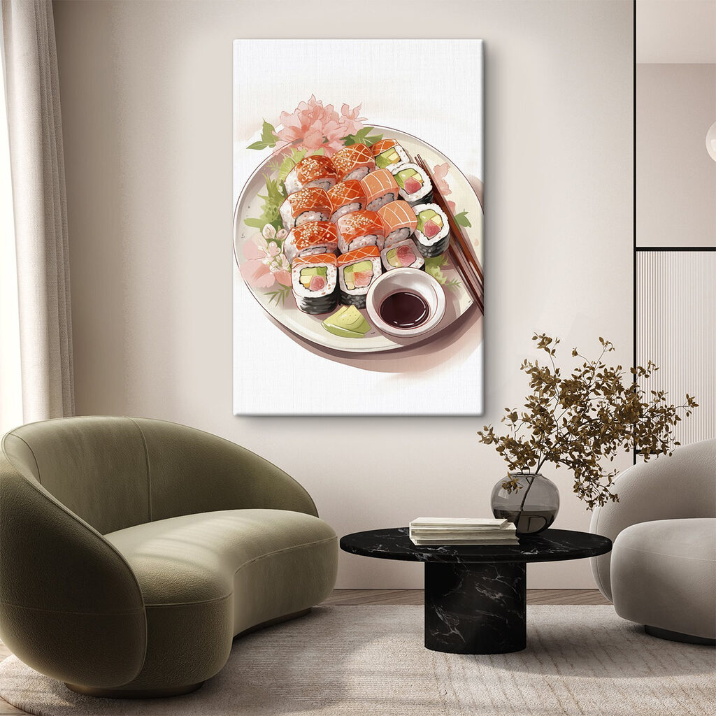 Sushischotel met roze bloem — interieur 1