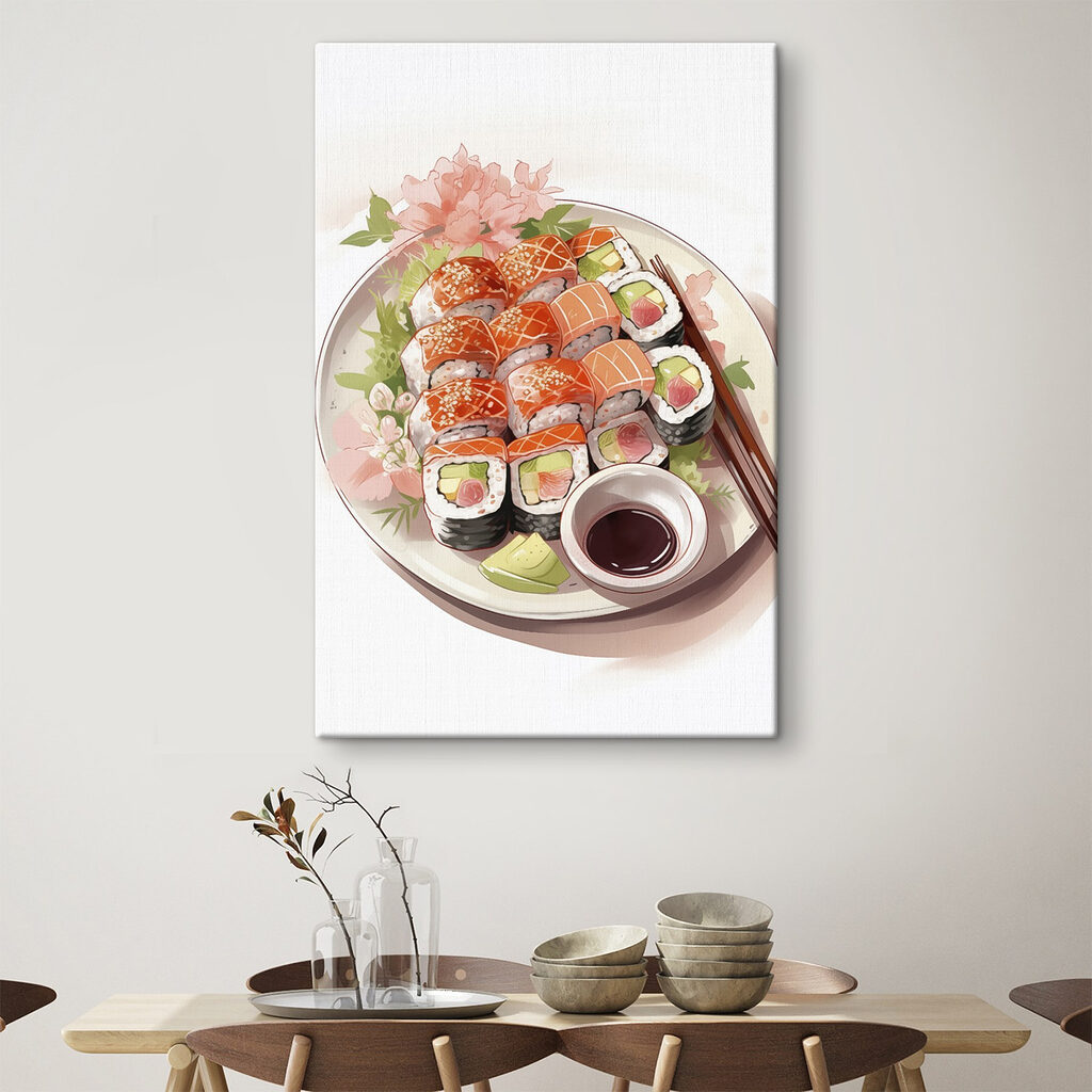 Sushischotel met roze bloem — interieur 2