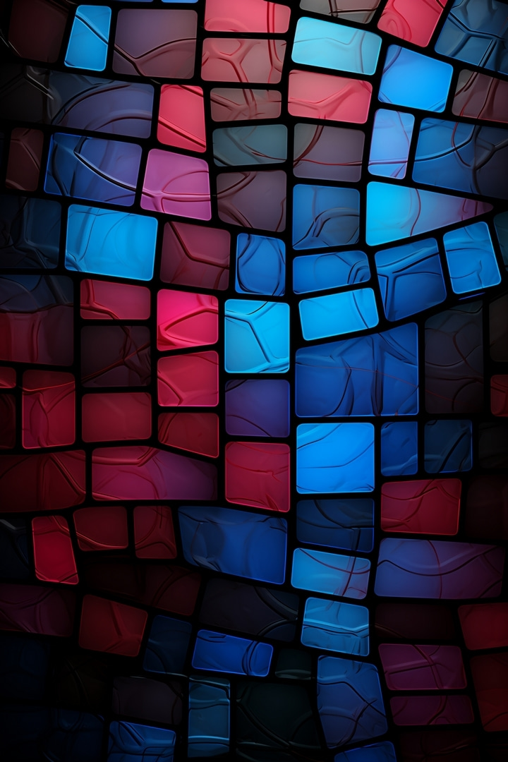Mozaïek in blauwrood — volledig ontwerp