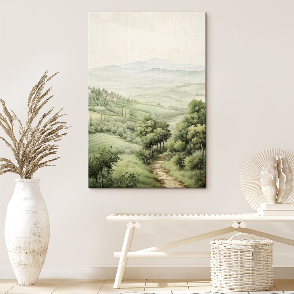 Slingerpad door groene heuvels — interieur 1