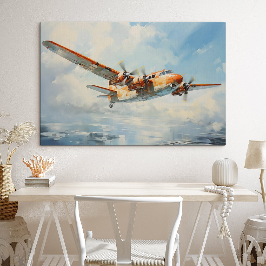 Vliegtuig in geschilderde wolken — interieur 2
