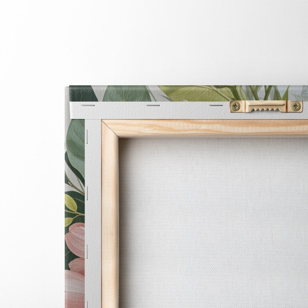 Pastelbloemen tussen groene bladeren — achterkant
