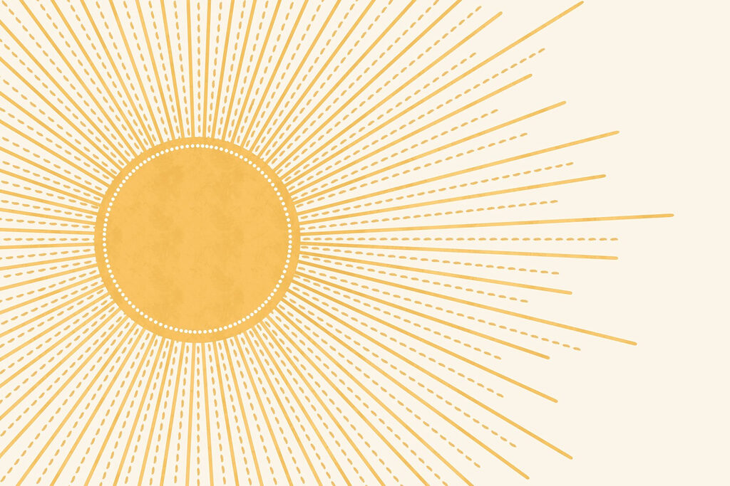 Zon met gestippelde stralen — volledig ontwerp