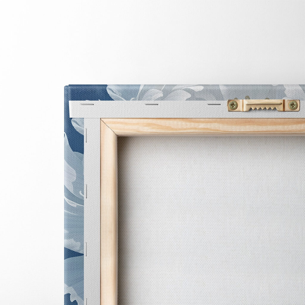 Witte pioenrozen op blauw — achterkant