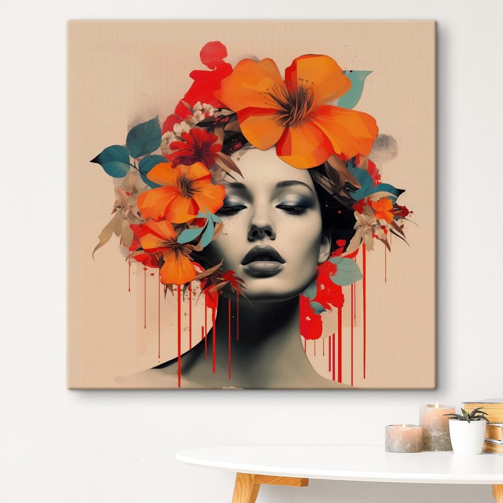 Oranje bloemen boven ogen — interieur 1