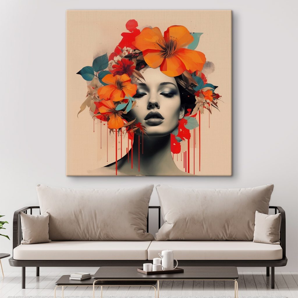 Oranje bloemen boven ogen — interieur 2
