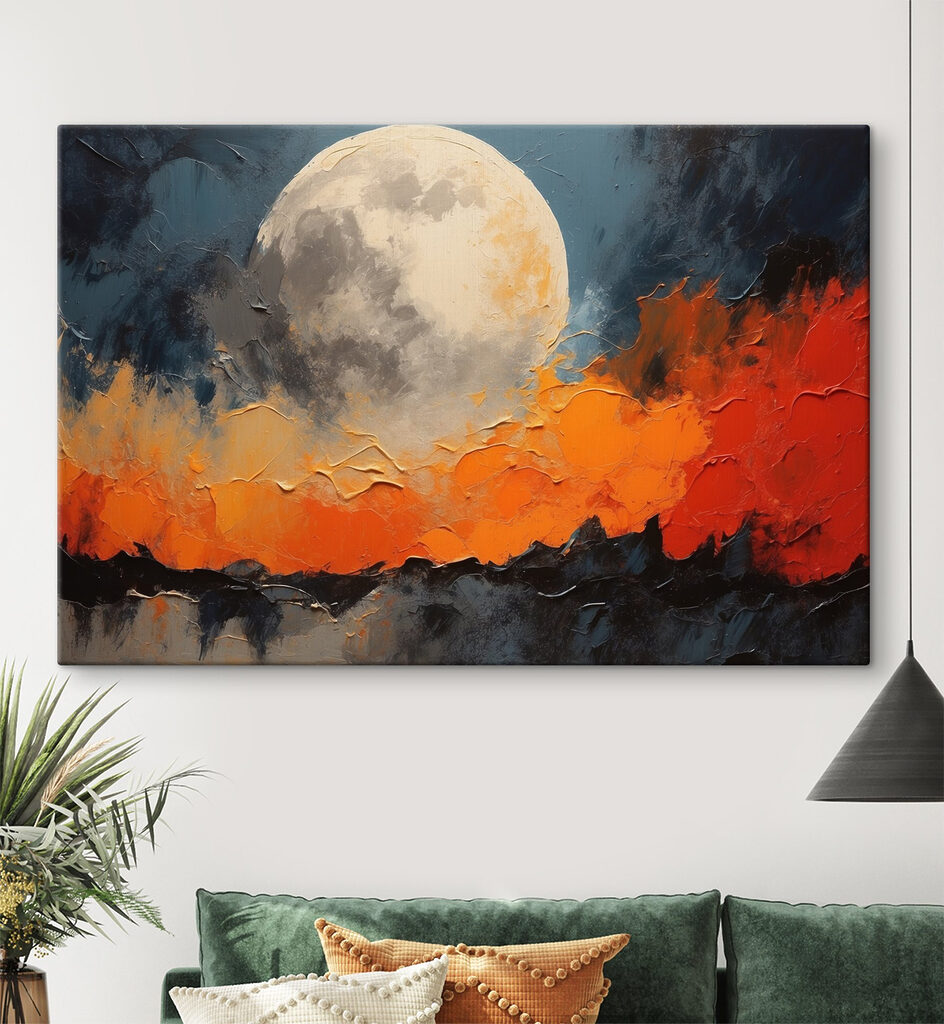 Maan boven oranje verfbergen — interieur 2