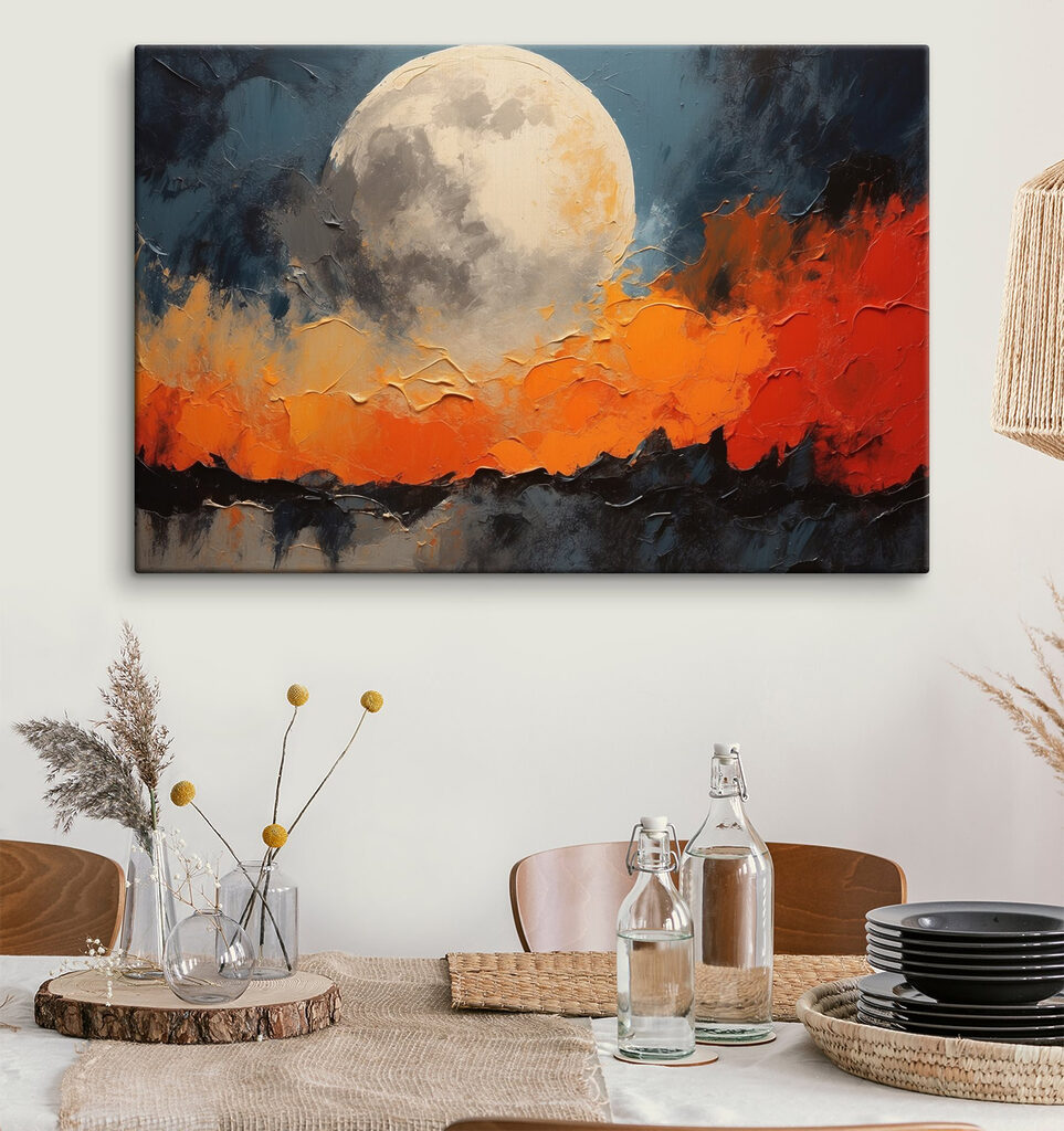 Maan boven oranje verfbergen — interieur 3