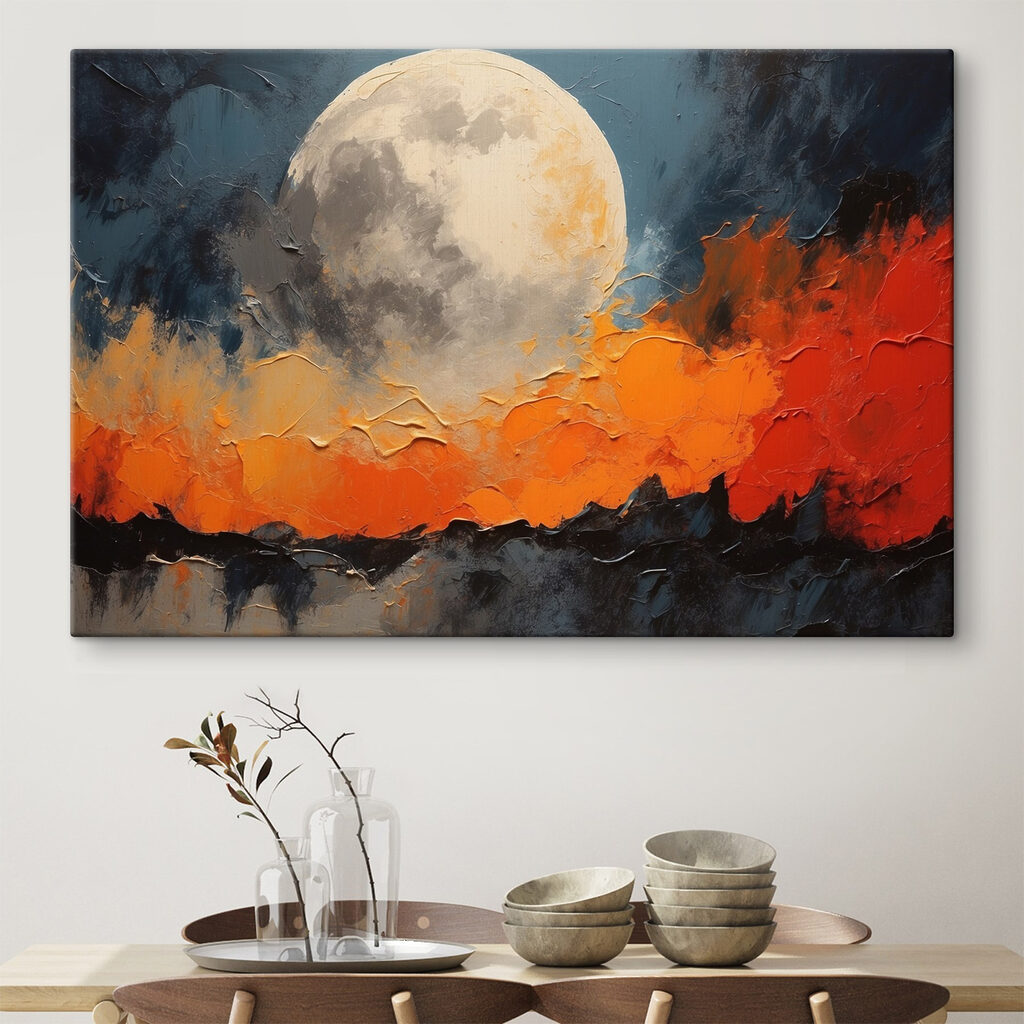 Maan boven oranje verfbergen — interieur 1