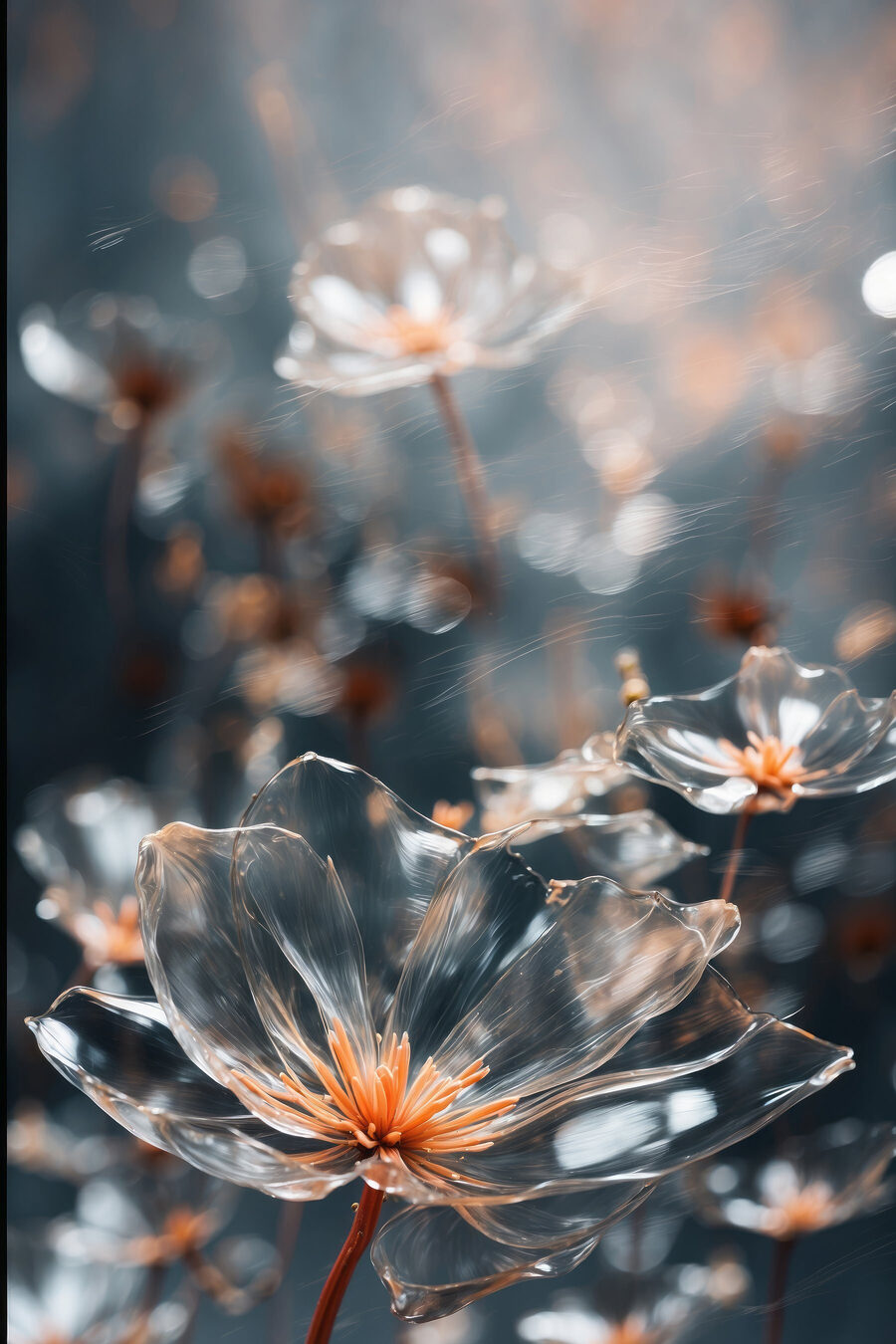 Bloemen met heldere druppelranden — volledig ontwerp
